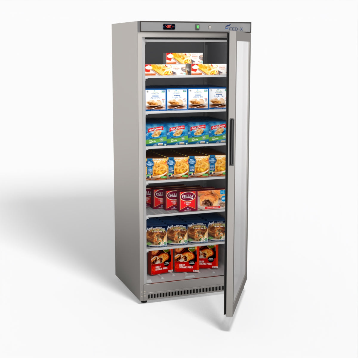 FED-X Thermaster Stainless Steel Upright Static Display Freezer XF600SG