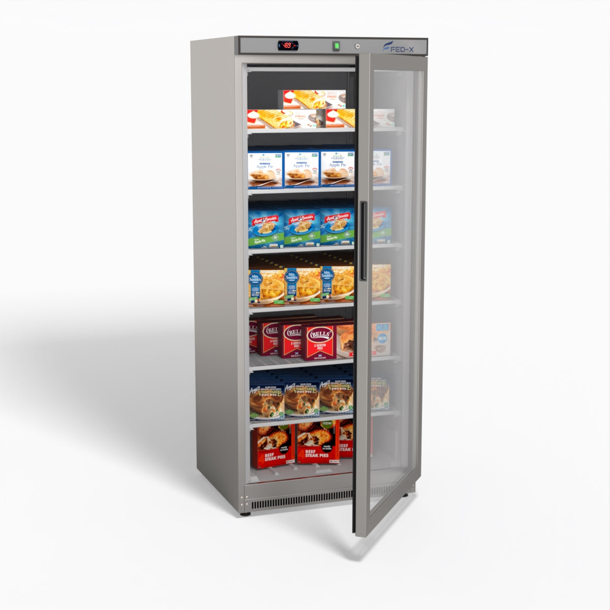 FED-X Thermaster Stainless Steel Upright Static Display Freezer XF600SG