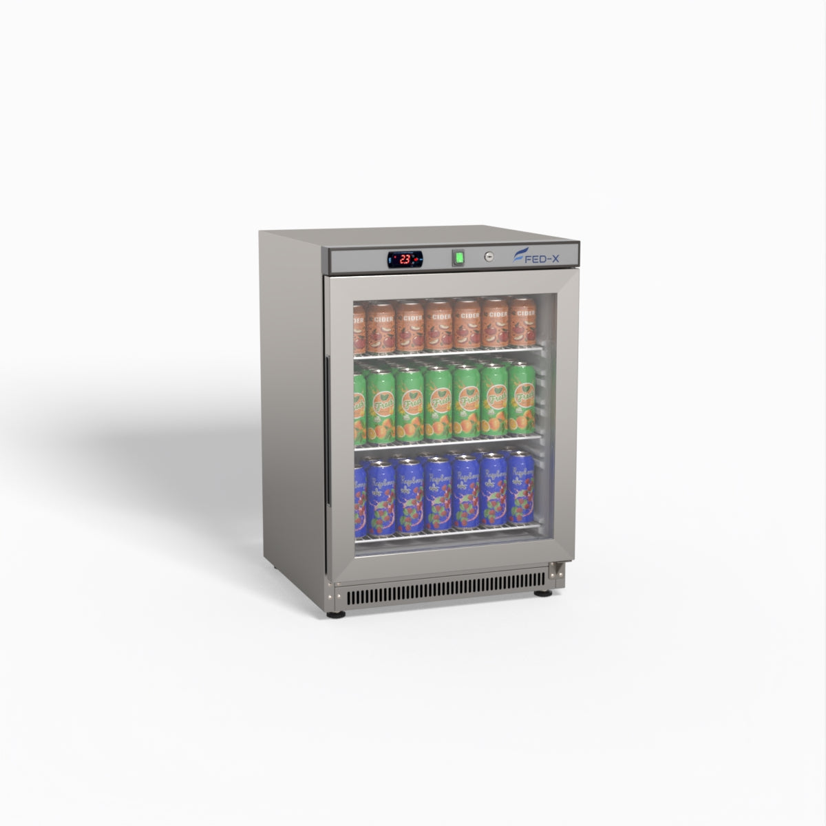 FED-X Thermaster Stainless Steel Upright Static Display Fridge XR200SG
