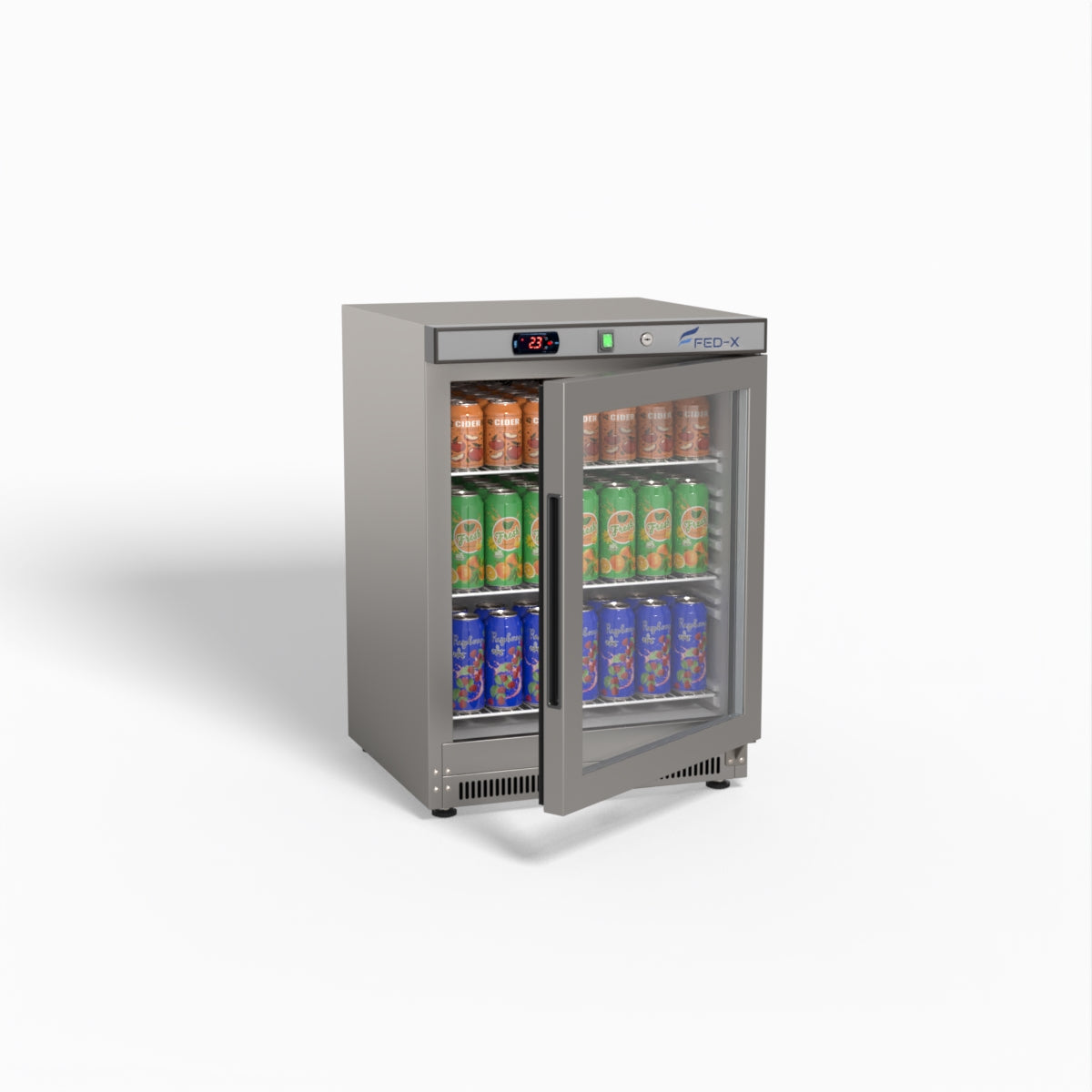FED-X Thermaster Stainless Steel Upright Static Display Fridge XR200SG