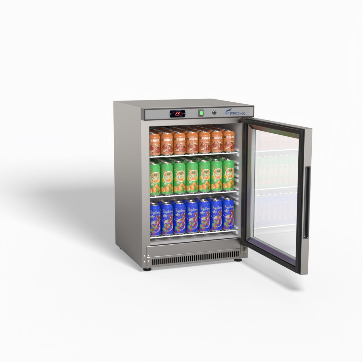 FED-X Thermaster Stainless Steel Upright Static Display Fridge XR200SG