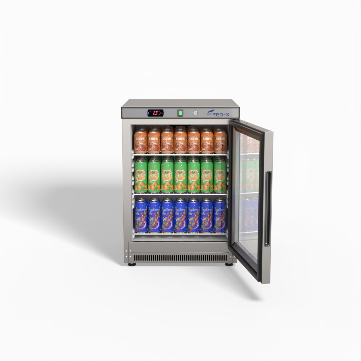 FED-X Thermaster Stainless Steel Upright Static Display Fridge XR200SG