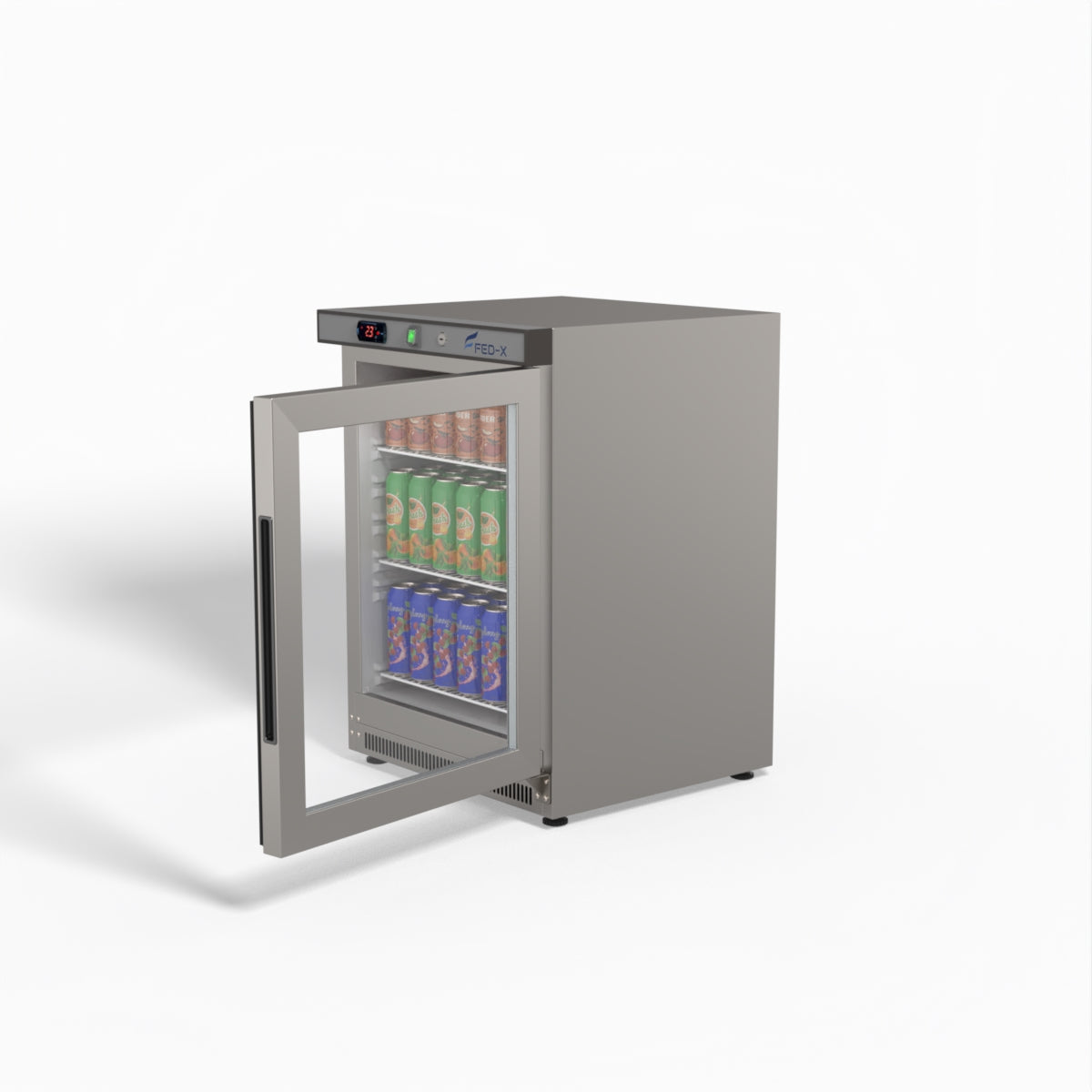FED-X Thermaster Stainless Steel Upright Static Display Fridge XR200SG