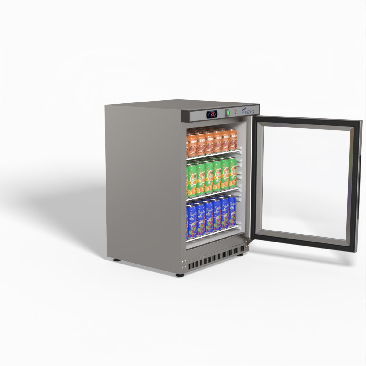 FED-X Thermaster Stainless Steel Upright Static Display Fridge XR200SG