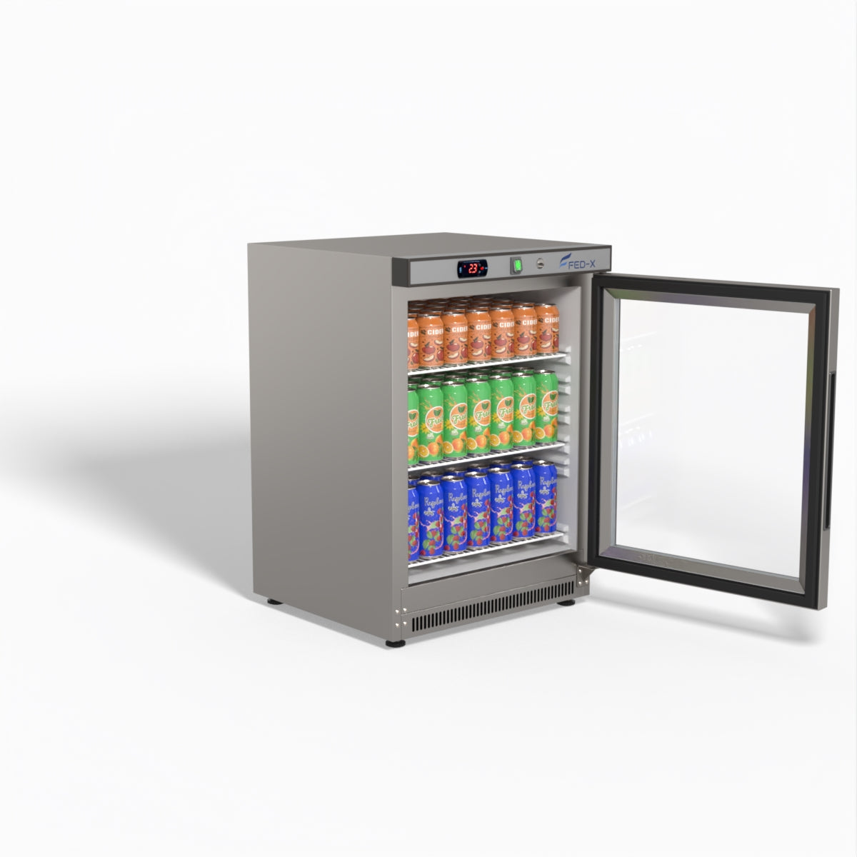 FED-X Thermaster Stainless Steel Upright Static Display Fridge XR200SG