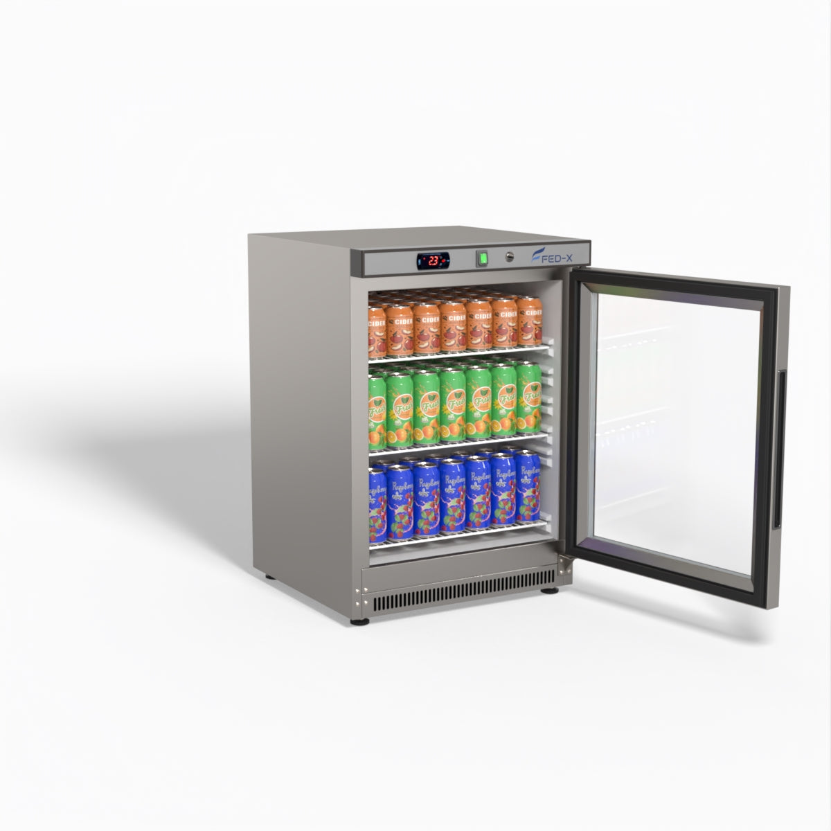 FED-X Thermaster Stainless Steel Upright Static Display Fridge XR200SG