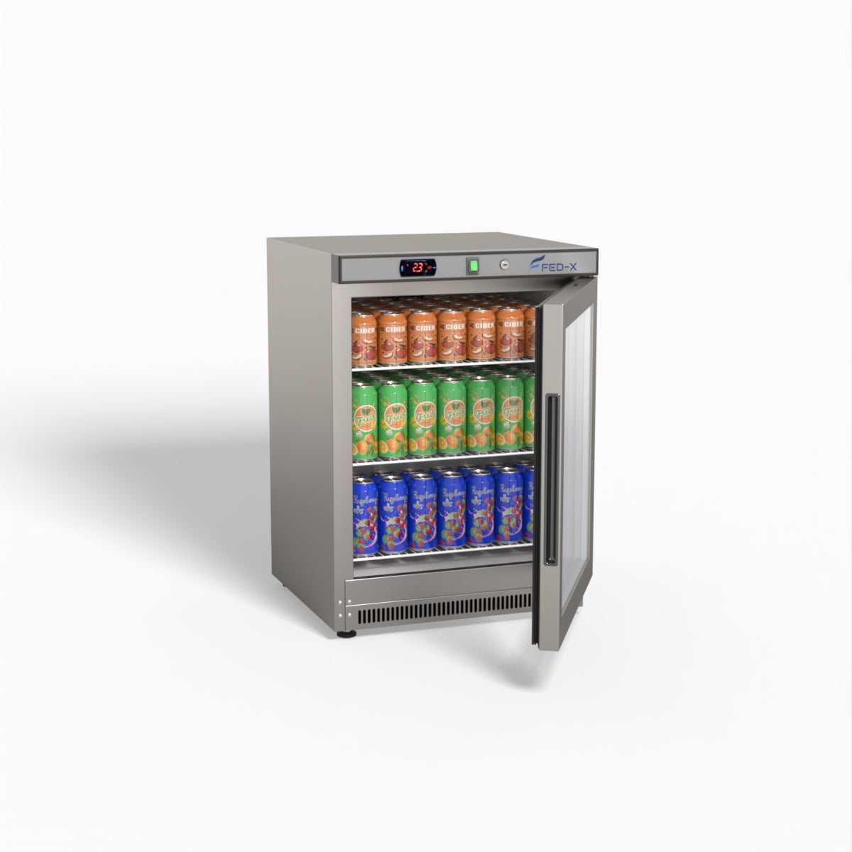 FED-X Thermaster Stainless Steel Upright Static Display Fridge XR200SG