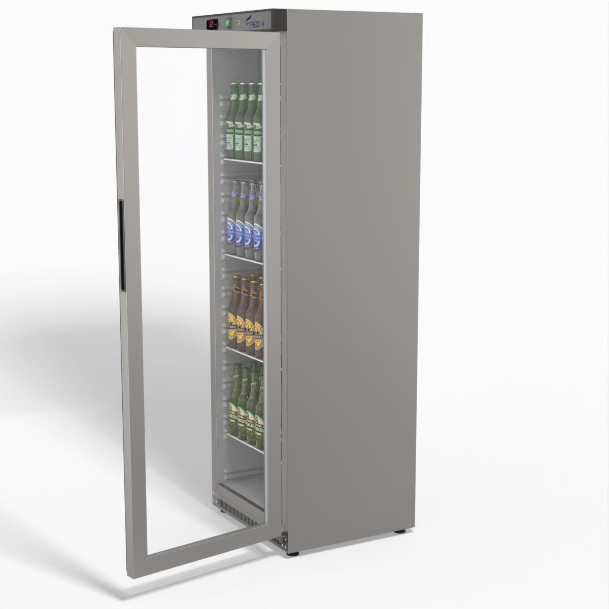 FED-X Thermaster Stainless Steel Upright Static Display Fridge XR400SG