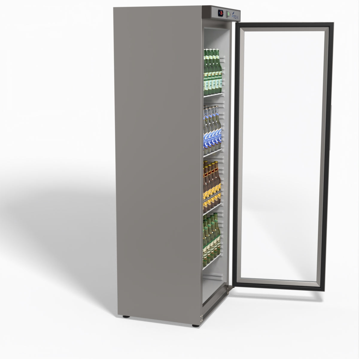 FED-X Thermaster Stainless Steel Upright Static Display Fridge XR400SG