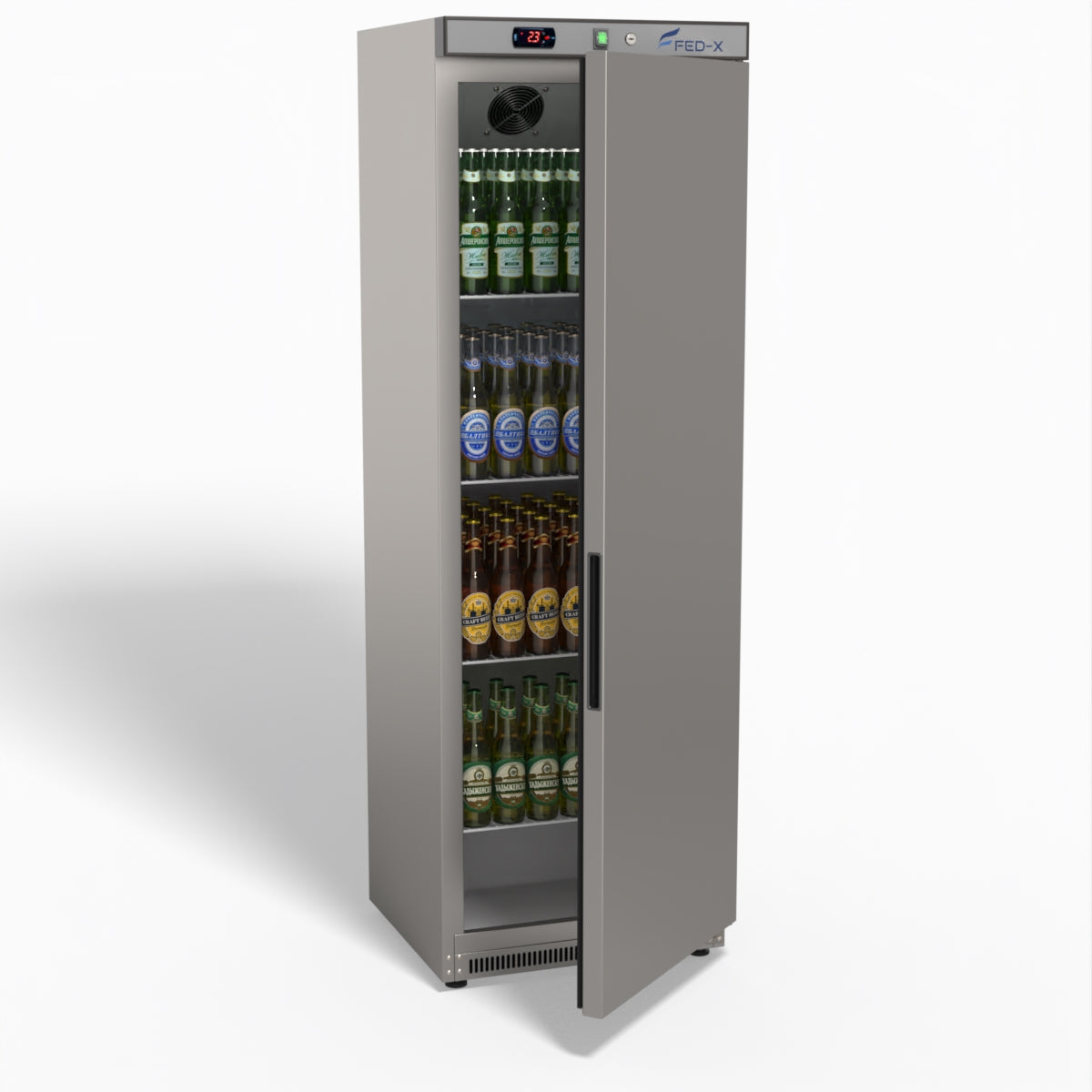 FED-X Stainless Steel Upright Static Fridge XR400SS