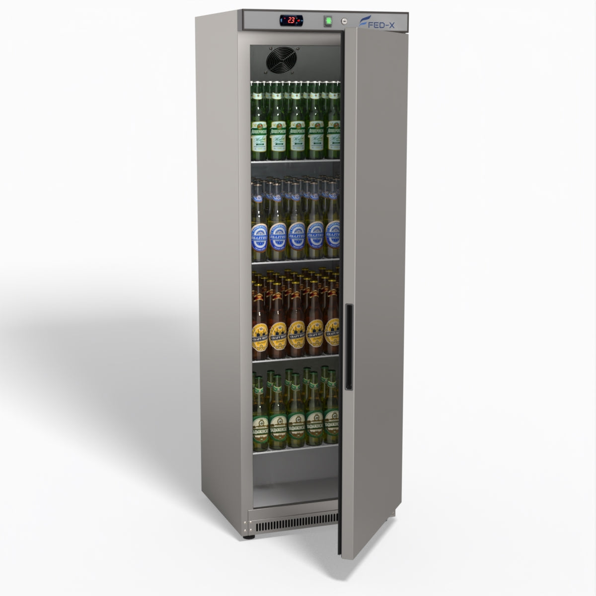FED-X Stainless Steel Upright Static Fridge XR400SS
