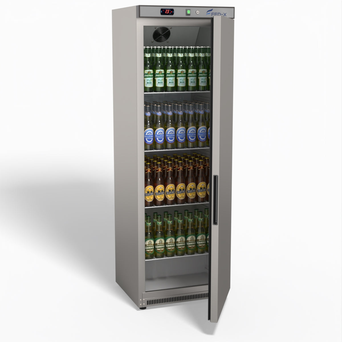 FED-X Stainless Steel Upright Static Fridge XR400SS