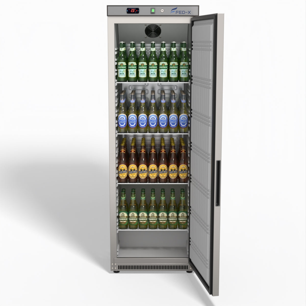 FED-X Stainless Steel Upright Static Fridge XR400SS