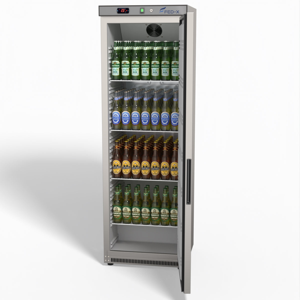 FED-X Stainless Steel Upright Static Fridge XR400SS