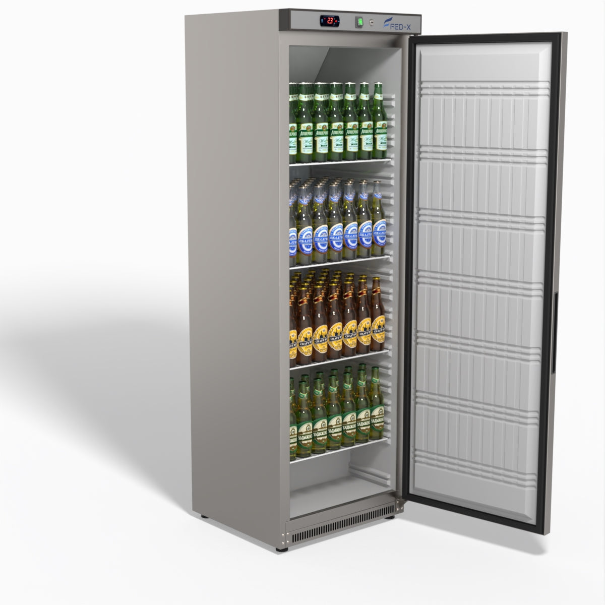 FED-X Stainless Steel Upright Static Fridge XR400SS