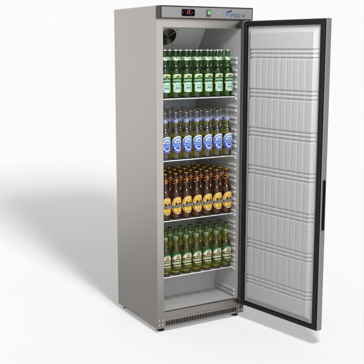 FED-X Stainless Steel Upright Static Fridge XR400SS
