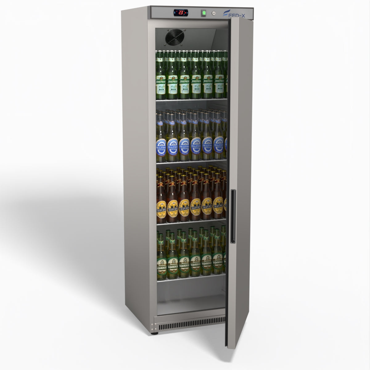 FED-X Stainless Steel Upright Static Fridge XR400SS
