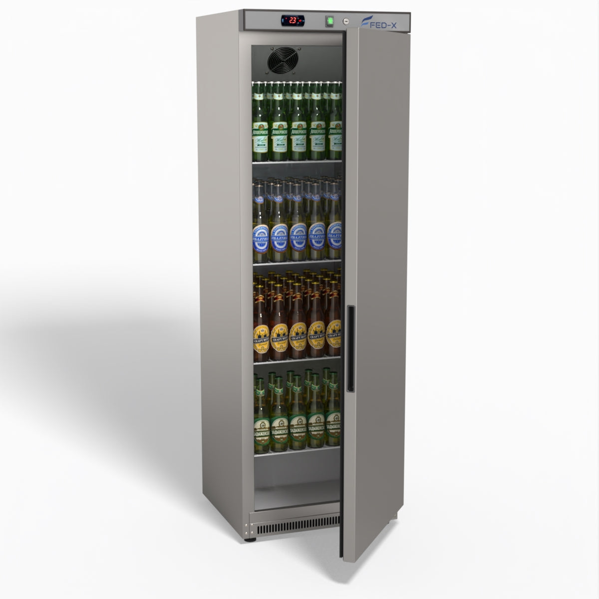 FED-X Stainless Steel Upright Static Fridge XR400SS
