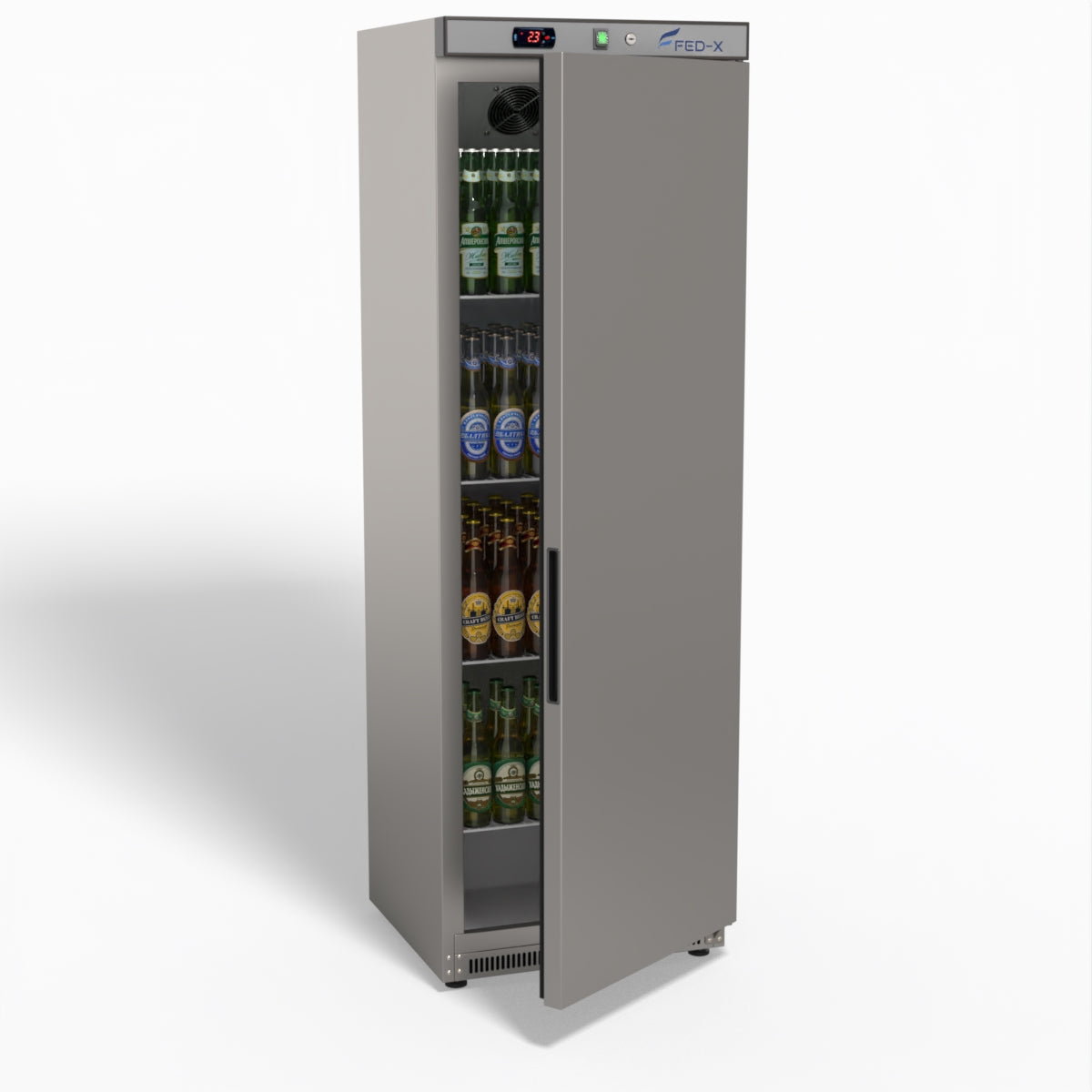 FED-X Stainless Steel Upright Static Fridge XR400SS