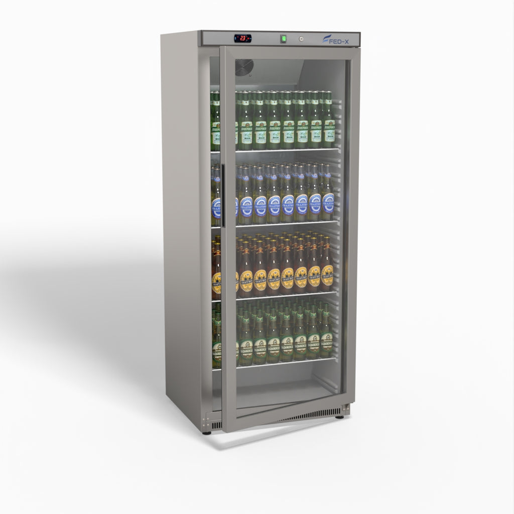 FED-X Thermaster Stainless Steel Upright Static Display Fridge XR600SG