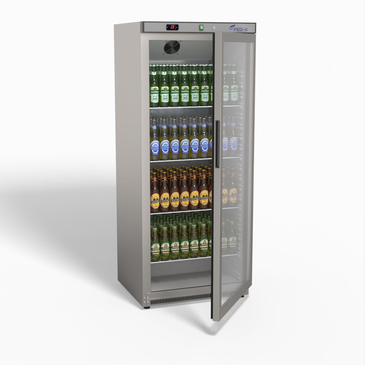 FED-X Thermaster Stainless Steel Upright Static Display Fridge XR600SG