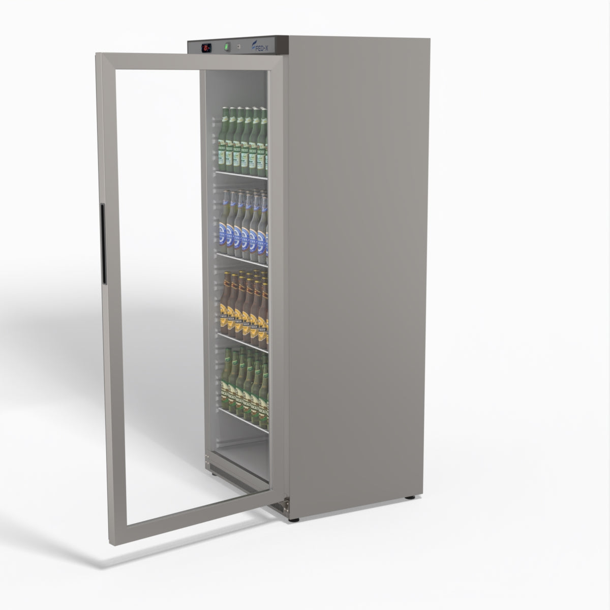 FED-X Thermaster Stainless Steel Upright Static Display Fridge XR600SG