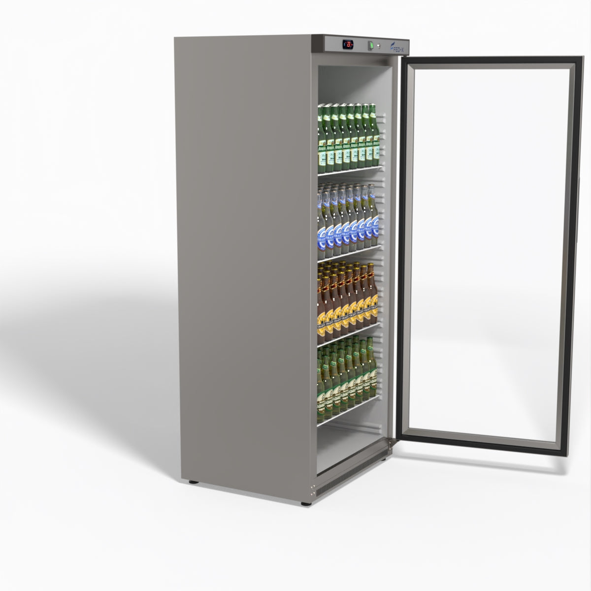 FED-X Thermaster Stainless Steel Upright Static Display Fridge XR600SG