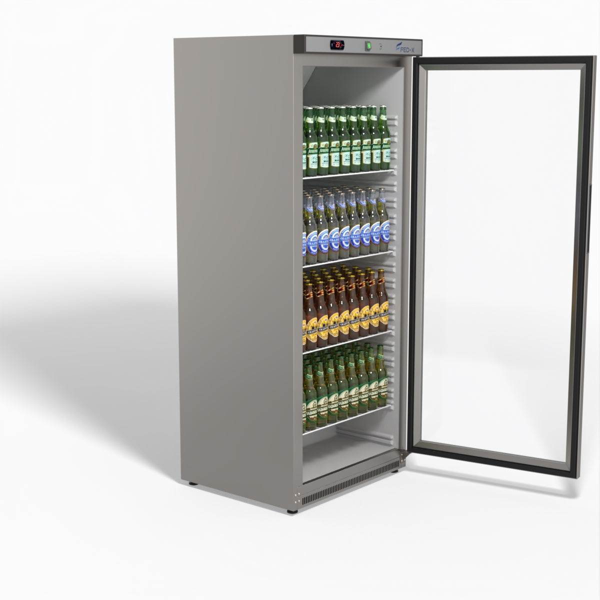 FED-X Thermaster Stainless Steel Upright Static Display Fridge XR600SG