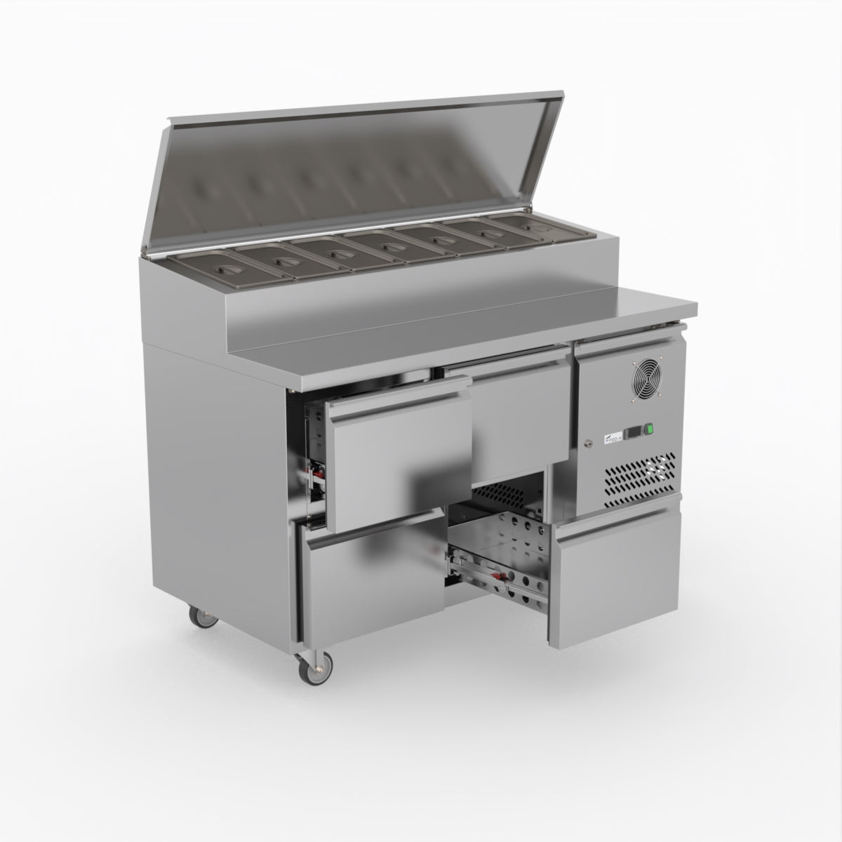 FED-X S/S Four Drawer Sandwich Counter XSS7C13S2V-4D