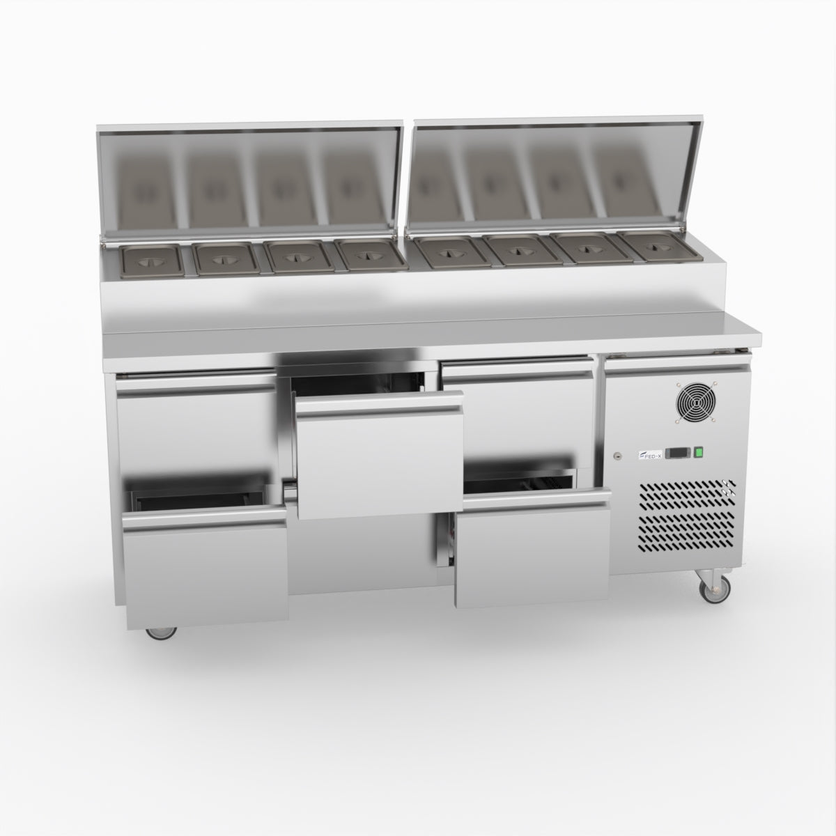 FED-X Six Drawer Salad Prep Fridge XSS7C18S3V-6D