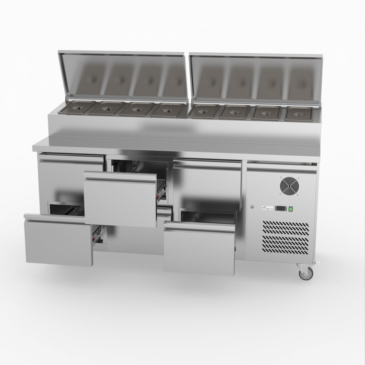 FED-X Six Drawer Salad Prep Fridge XSS7C18S3V-6D