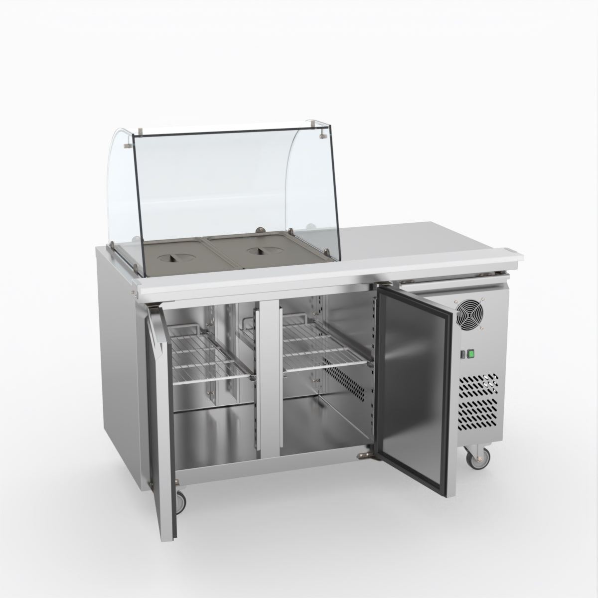FED-X Two Door Salad Prep Fridge With Curve Glass Top XTHP2100SALGC