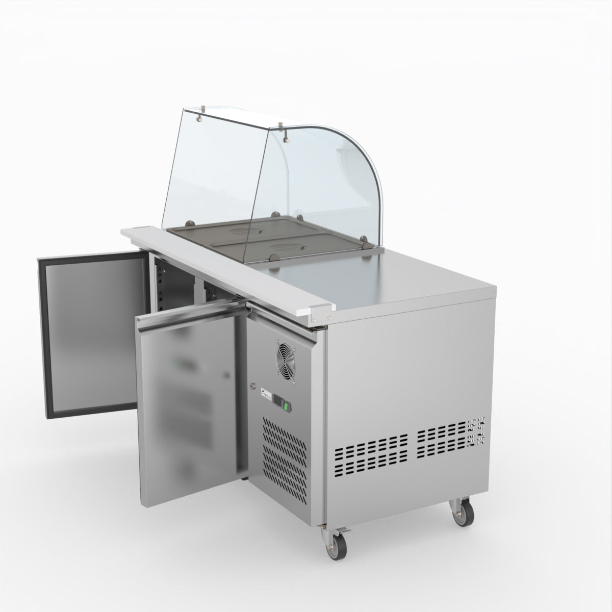 FED-X Two Door Salad Prep Fridge With Curve Glass Top XTHP2100SALGC