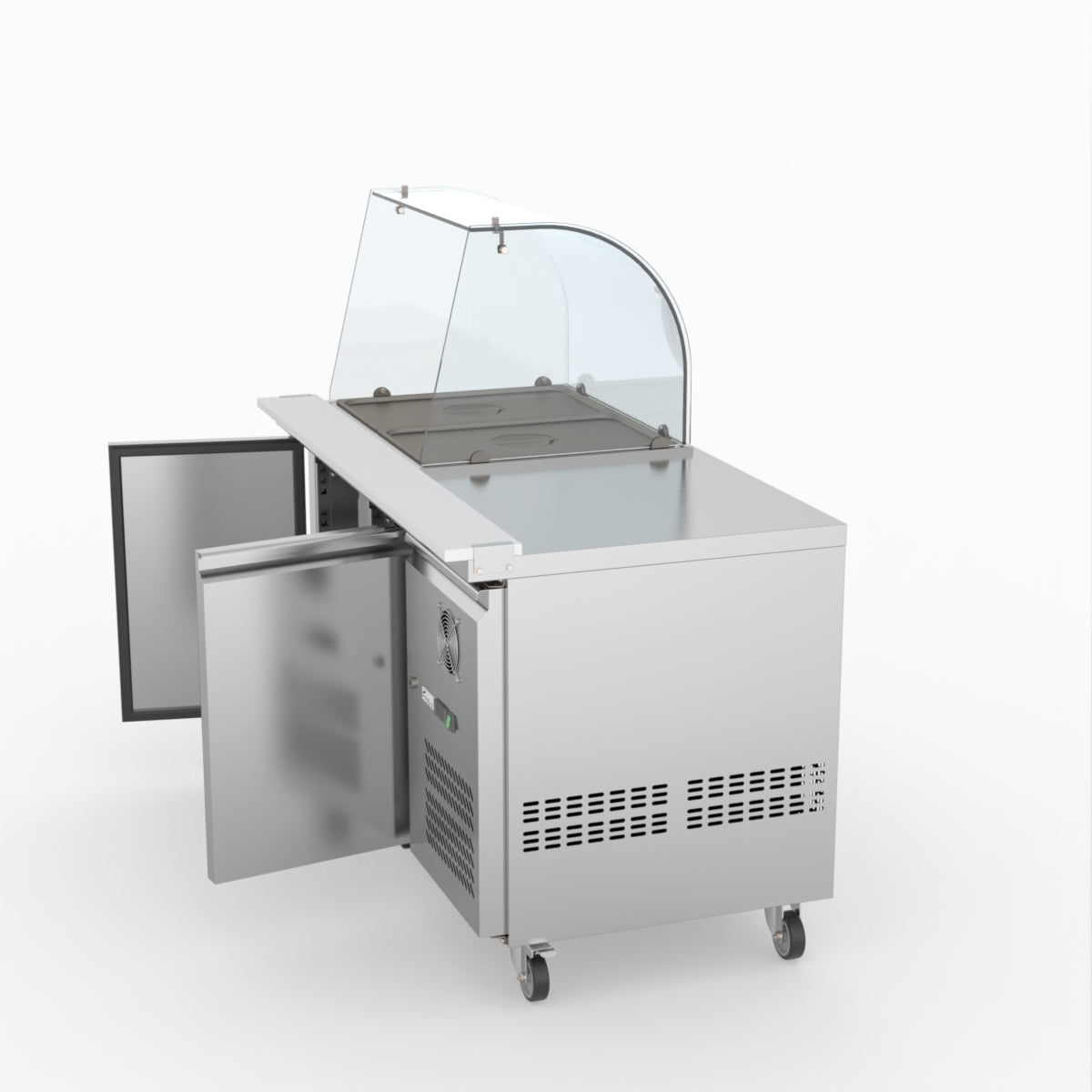 FED-X Two Door Salad Prep Fridge With Curve Glass Top XTHP2100SALGC