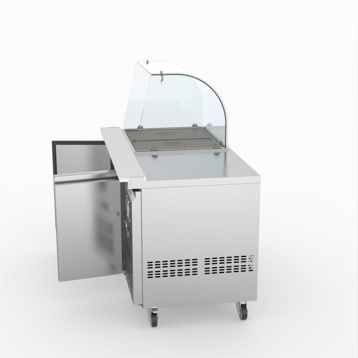 FED-X Two Door Salad Prep Fridge With Curve Glass Top XTHP2100SALGC