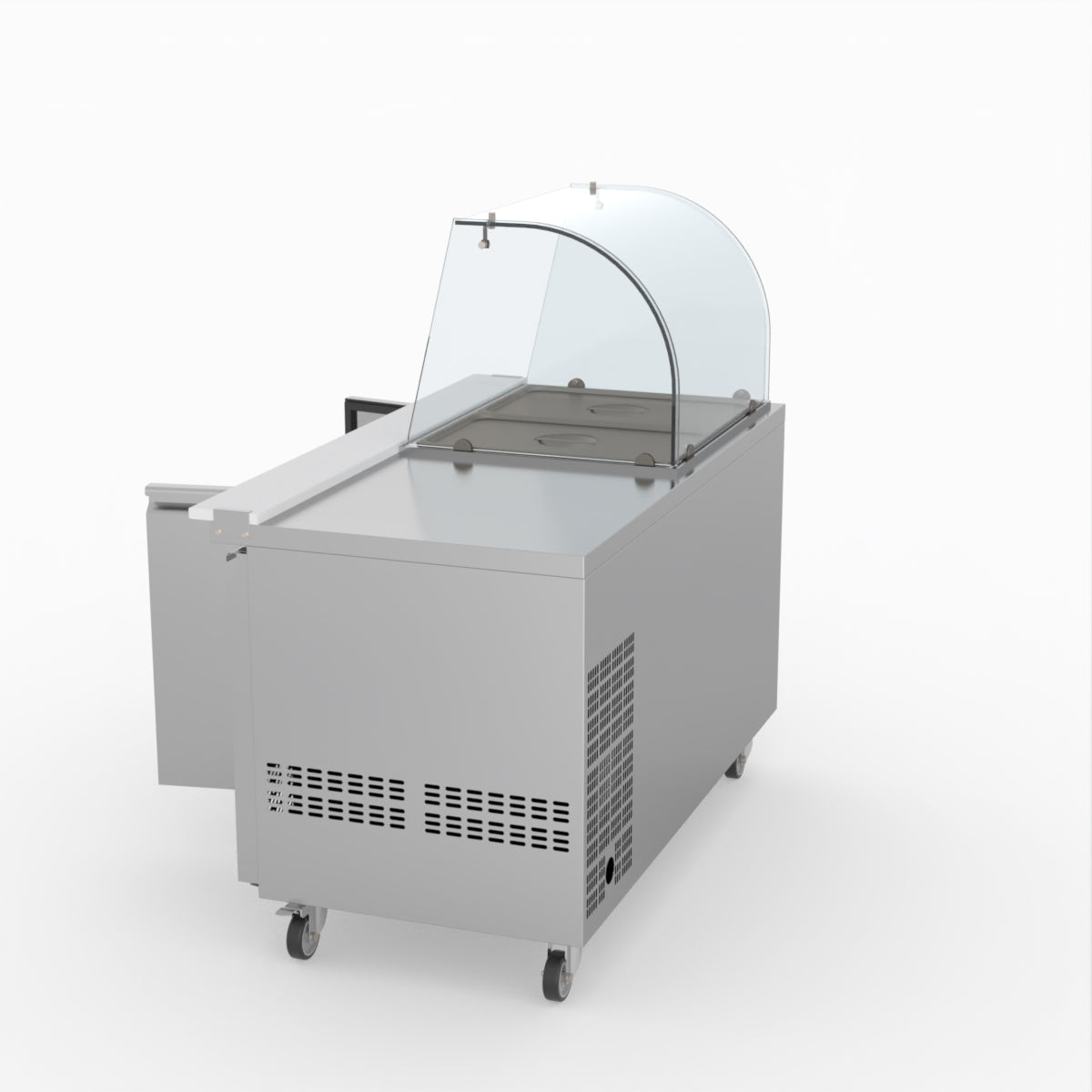 FED-X Two Door Salad Prep Fridge With Curve Glass Top XTHP2100SALGC
