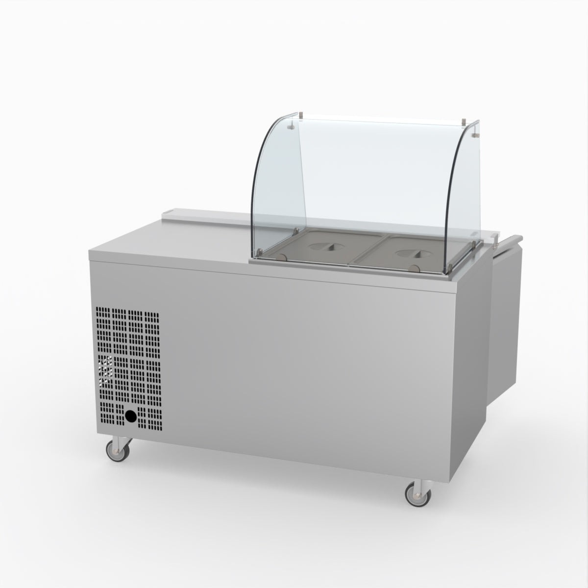 FED-X Two Door Salad Prep Fridge With Curve Glass Top XTHP2100SALGC