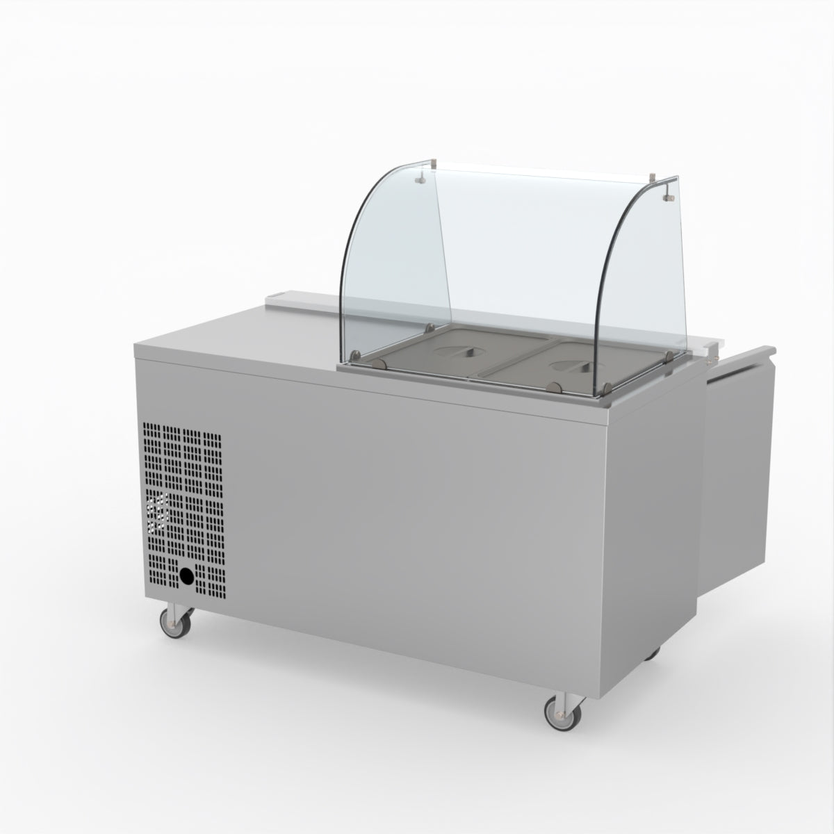FED-X Two Door Salad Prep Fridge With Curve Glass Top XTHP2100SALGC