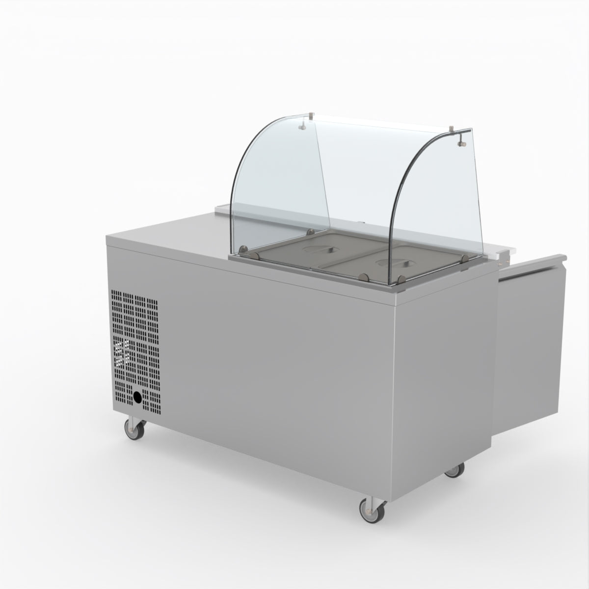 FED-X Two Door Salad Prep Fridge With Curve Glass Top XTHP2100SALGC