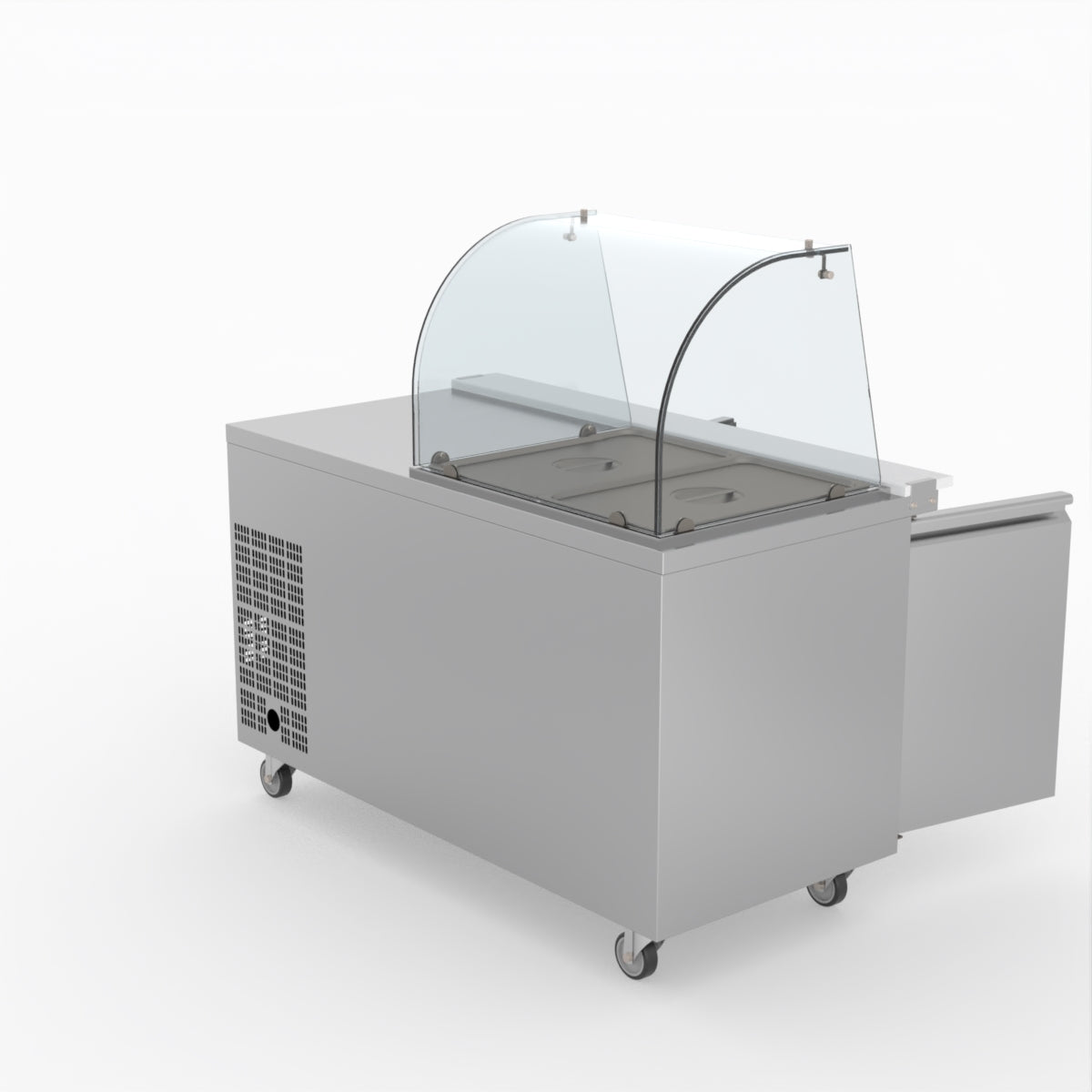 FED-X Two Door Salad Prep Fridge With Curve Glass Top XTHP2100SALGC