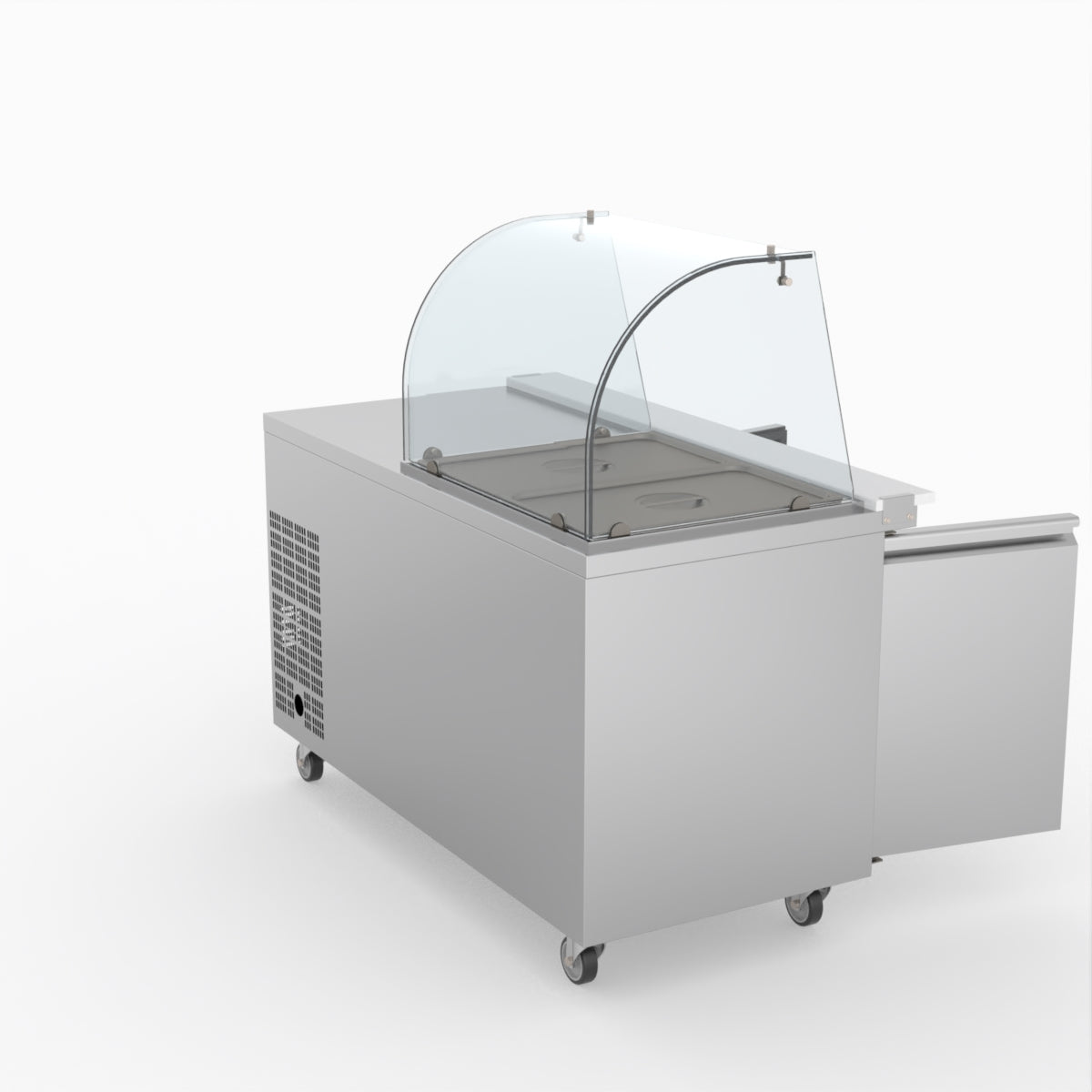 FED-X Two Door Salad Prep Fridge With Curve Glass Top XTHP2100SALGC