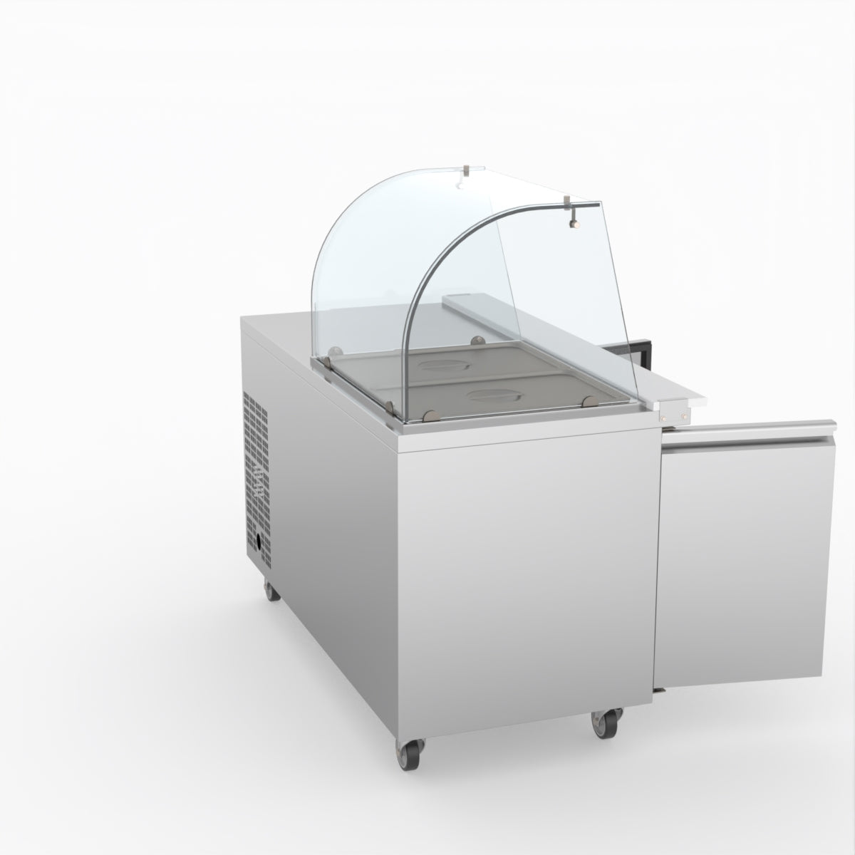 FED-X Two Door Salad Prep Fridge With Curve Glass Top XTHP2100SALGC