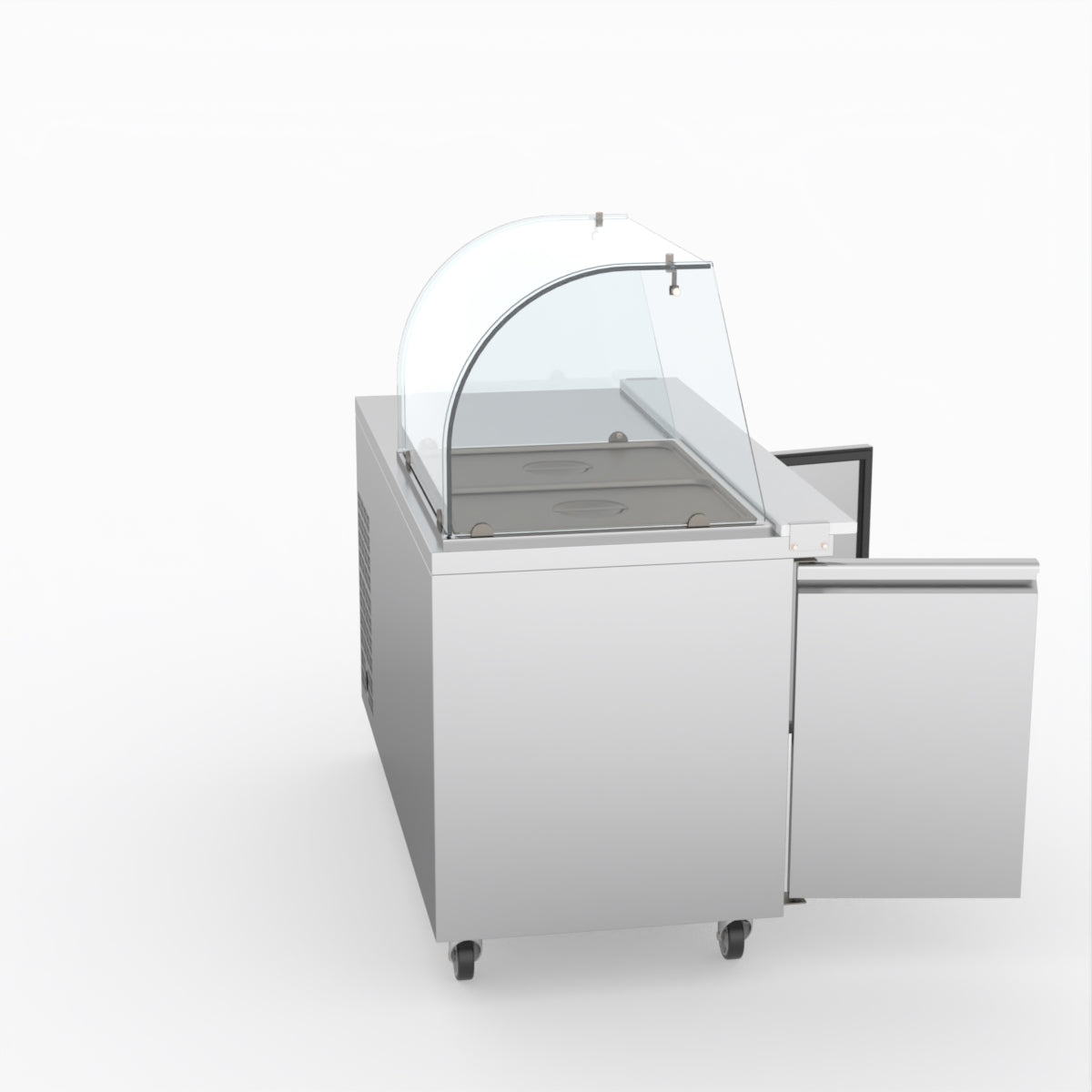 FED-X Two Door Salad Prep Fridge With Curve Glass Top XTHP2100SALGC