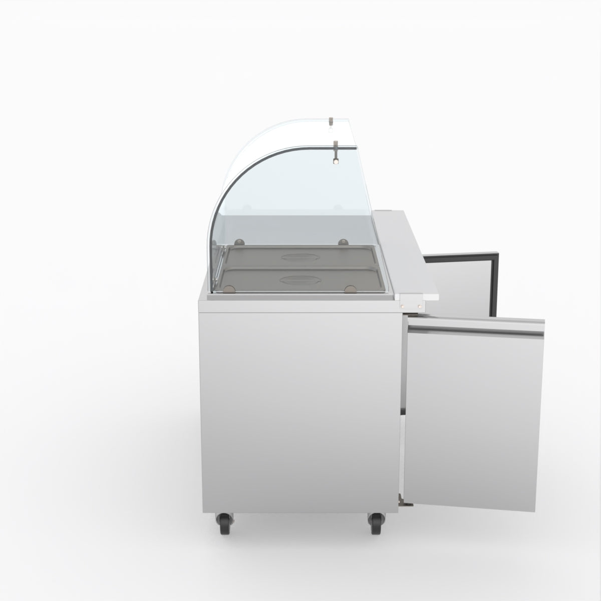 FED-X Two Door Salad Prep Fridge With Curve Glass Top XTHP2100SALGC