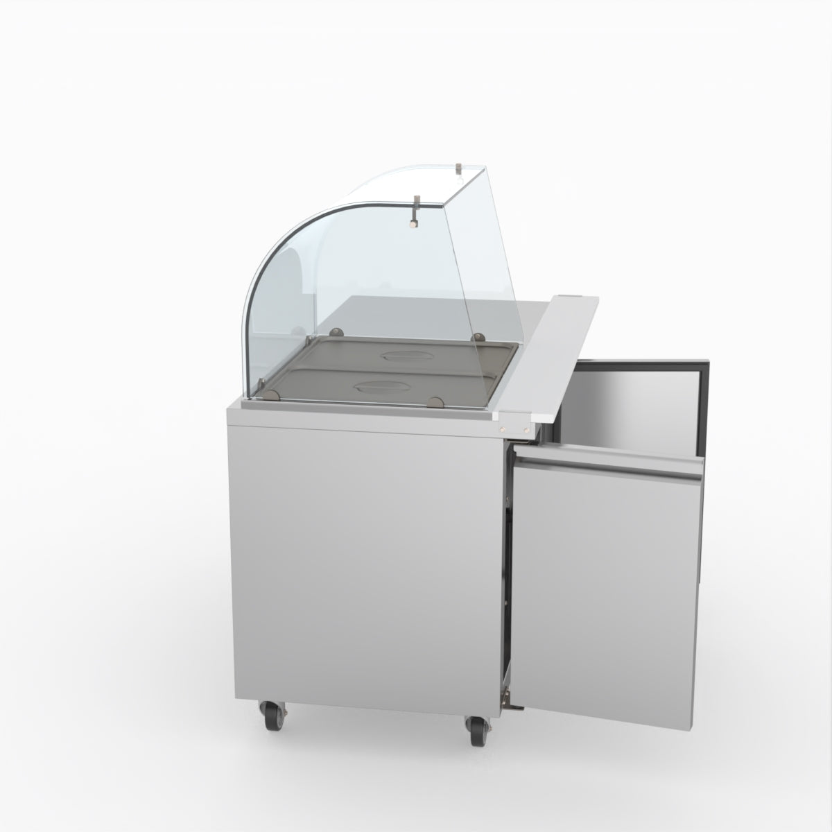 FED-X Two Door Salad Prep Fridge With Curve Glass Top XTHP2100SALGC