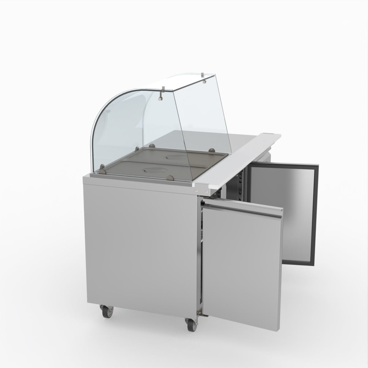 FED-X Two Door Salad Prep Fridge With Curve Glass Top XTHP2100SALGC