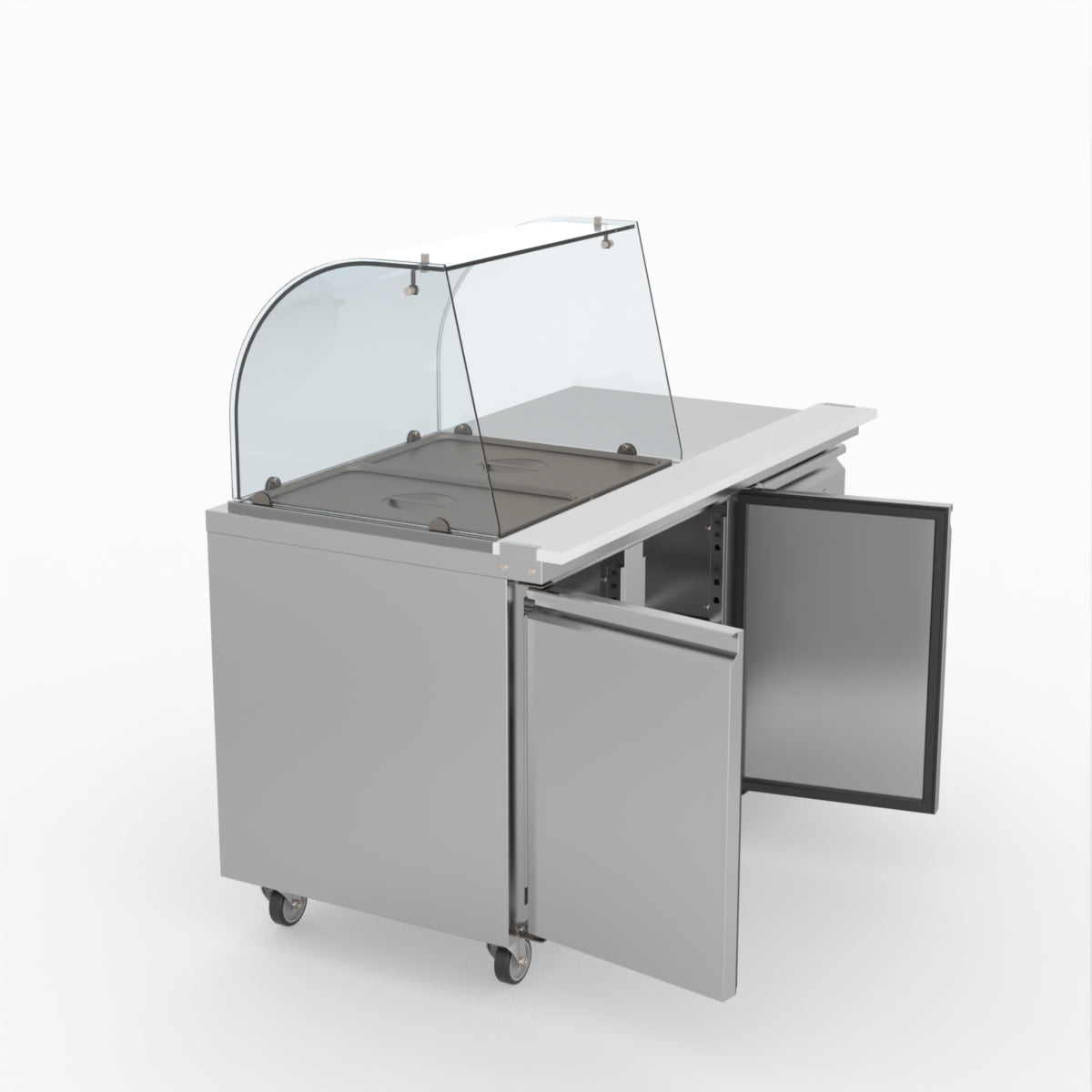 FED-X Two Door Salad Prep Fridge With Curve Glass Top XTHP2100SALGC