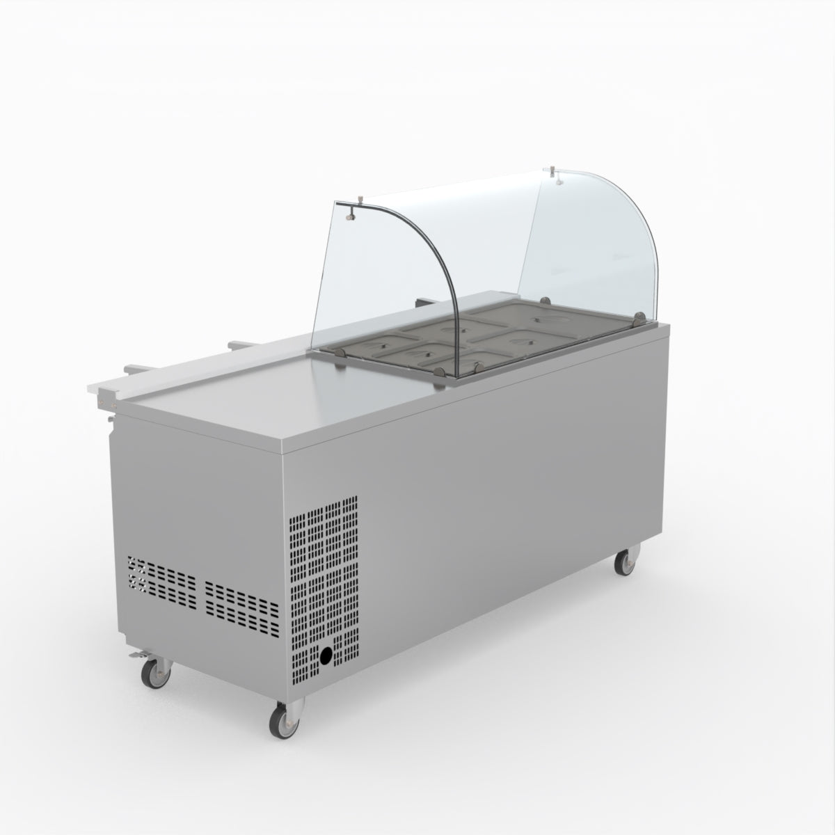 FED-X Three Door Salad Prep Fridge With Curve Glass Top XTHP3100SALGC