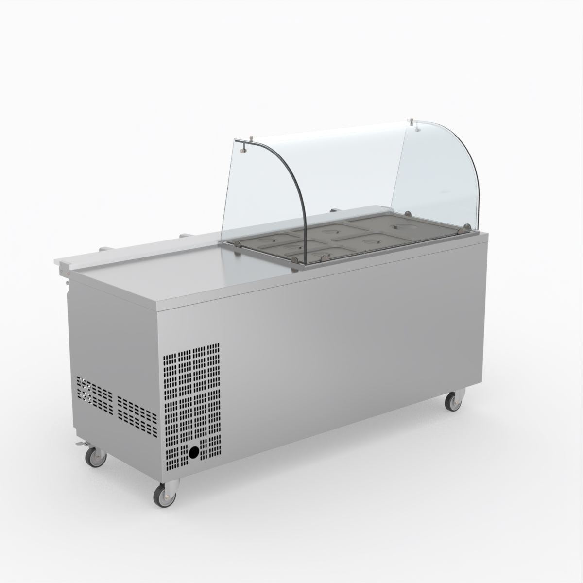 FED-X Three Door Salad Prep Fridge With Curve Glass Top XTHP3100SALGC