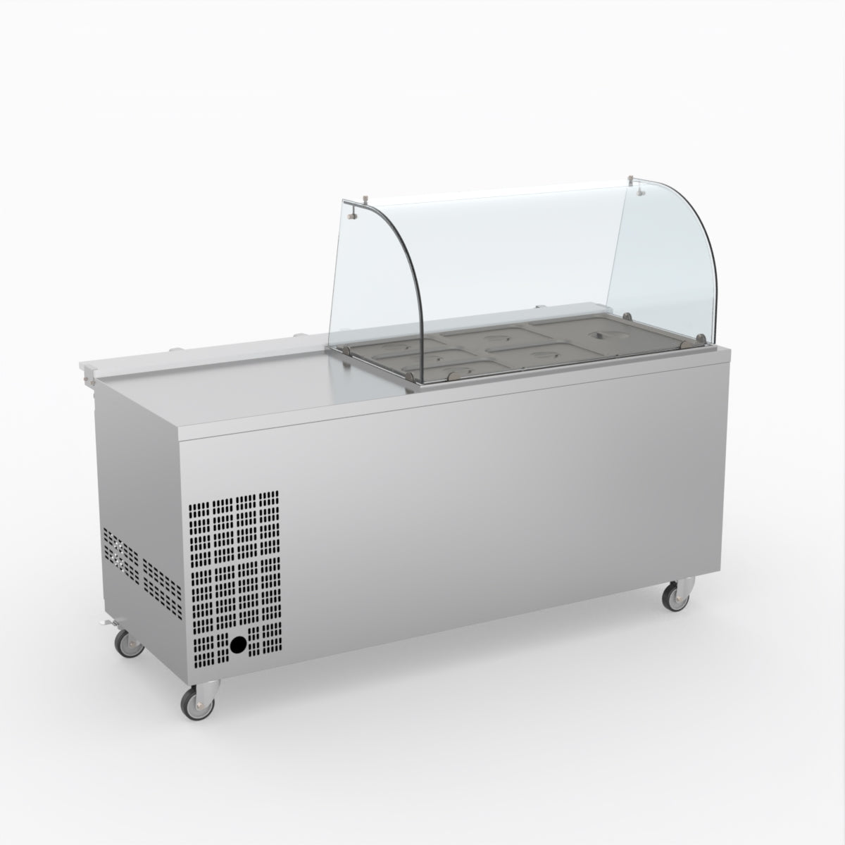 FED-X Three Door Salad Prep Fridge With Curve Glass Top XTHP3100SALGC